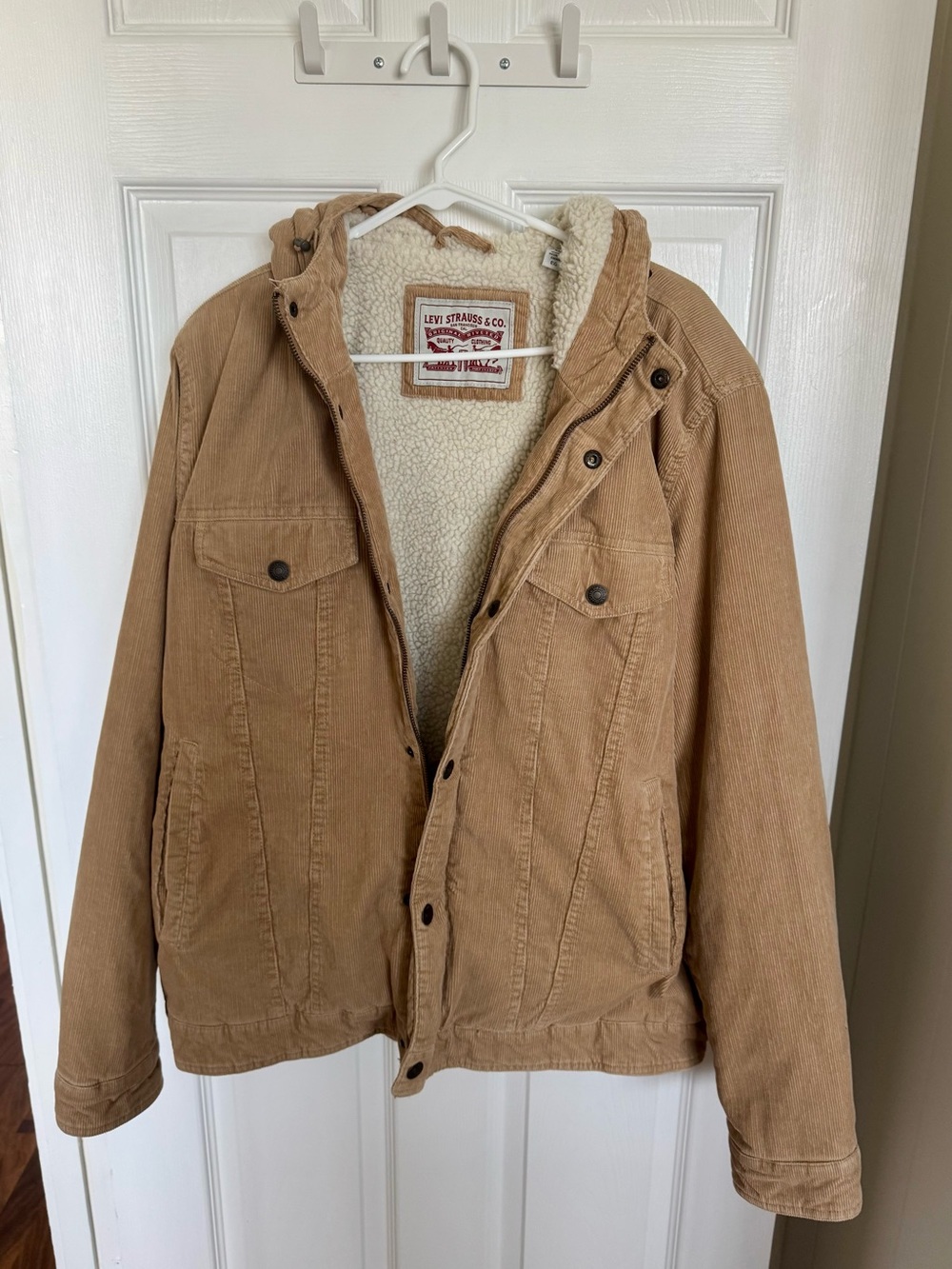 Levi's Men's Tan Corduroy Sherpa Jacket with Hood